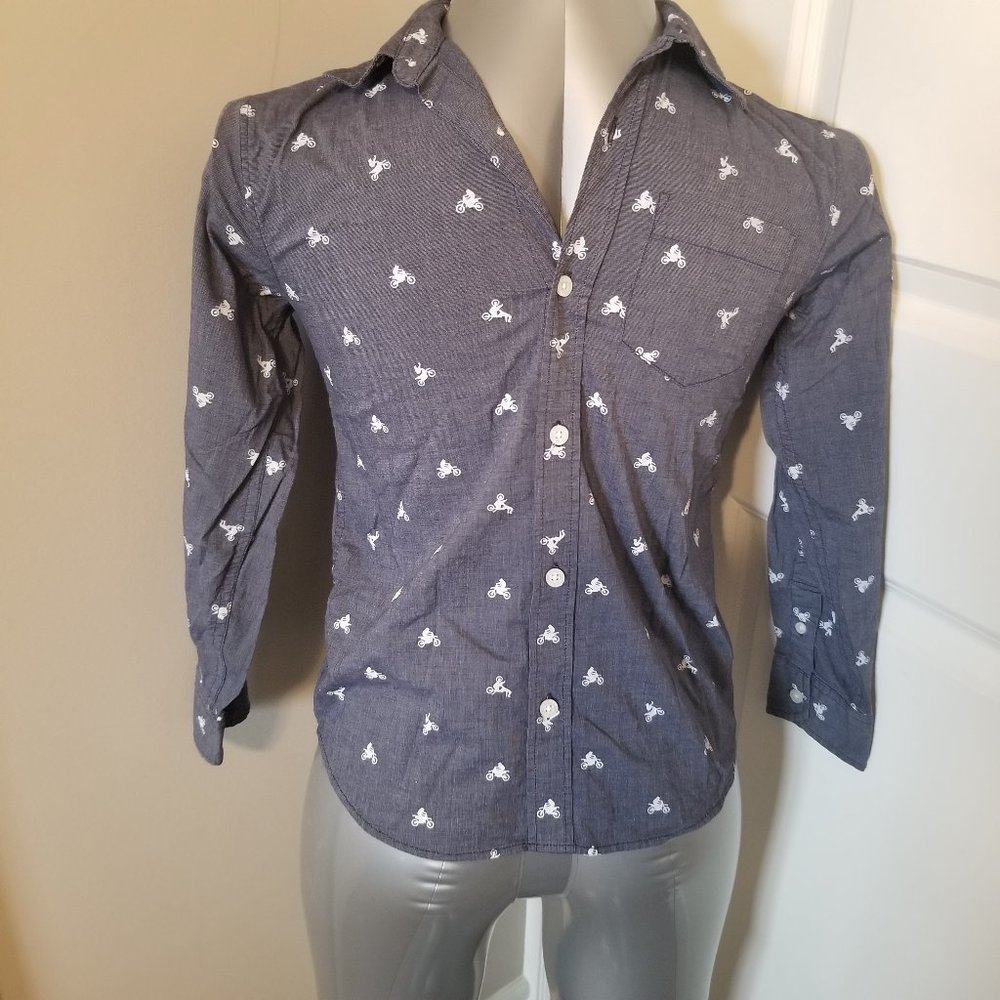 NWOT - Boys Old Navy Long Sleeve Cotton Button-up Shirt (motorcycles)